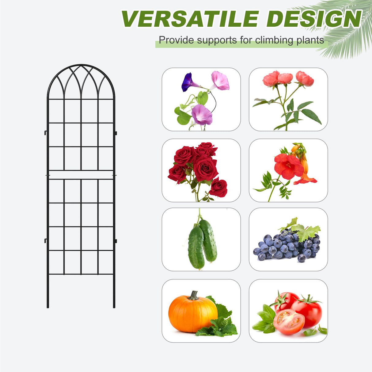 DoCred 4 Pack Garden Trellis for Climbing Plants, 59 Inch Metal Trellis