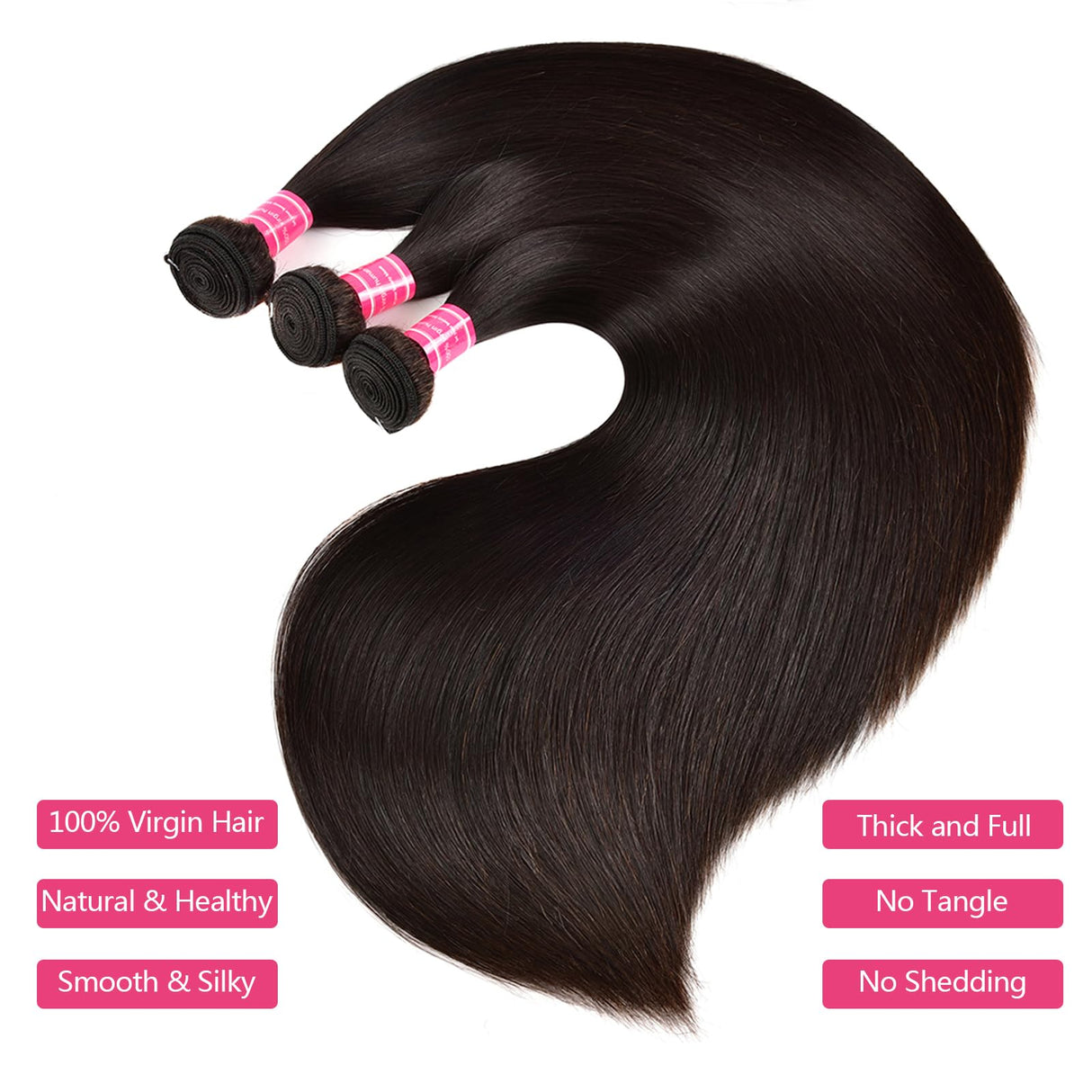 10A Straight Bundles Human Hair 20 22 24 Inch Unprocessed Brazilian Virgin Hair Bundles Straight Hair 3 Bundles Weave Bundles Human Hair Extension