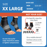 Plantar Fasciitis Sock (6 Pairs) for Men and Women, Compression Foot Sleeves with Arch and Ankle Support, Black, XX-Large