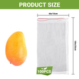 ENPOINT Fruit Bags for Fruit Trees, 100 PCS 6x10 Inch Fruit Protection Bags with Drawstring, Garden Netting Mesh Fruit Cover Bag for Grape, Tomato, Peach, Apple, Flower from Birds Bugs