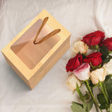 24 Pcs Brown Paper Gift Bags with Transparent Window, 9.84"x7.0"x5.12" Kraft Shopping Bags with Handles for Bouquet Christmas Birthdays Festivals Party Weddings Wrapping