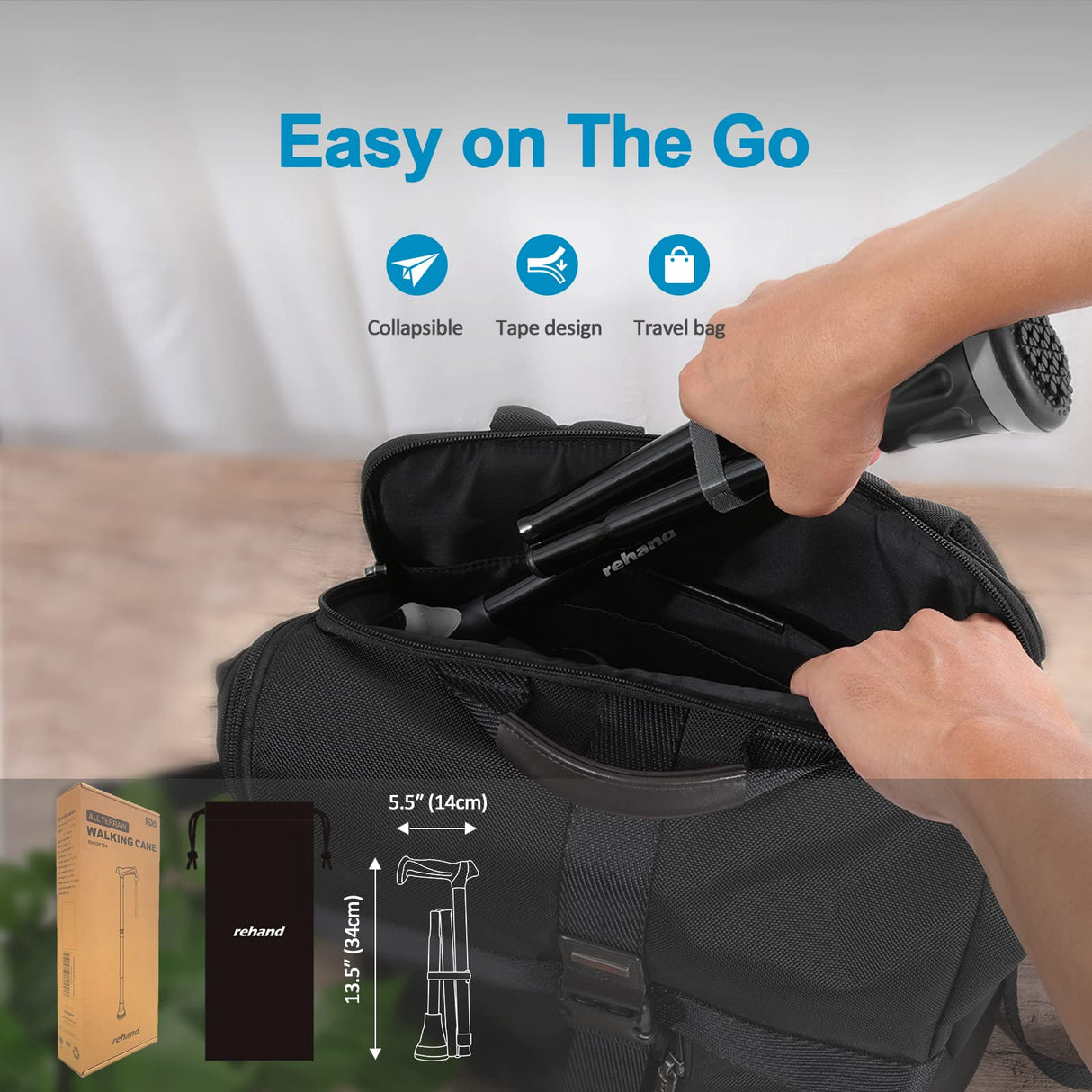 REHAND Walking Cane - Foldable, Adjustable, Collapsible Walking Canes for Men & Women, Pivot Tip, with Travel Bag | Walking Sticks for Seniors & Adults [Pink]