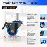 JULANG 2 inch Caster Wheels 5/16" Threaded Stem Casters Set of 4 Heavy Duty, Locking & Stem Mount (UNC 5/16" -18 x1 & Weight Capacity 580 lbs) Casters for Wire Shelving, Carts, Furniture.(Blue)