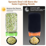 Seed Sprouting Kit with Radish 80g, 2 Large Wide Mouth Mason Jars with Sprout Lids, Blackout Sleeves, Drain Tray, Stainless Steel Stand, Sprouts Growing Kit for Growing Bean Alfalfa Sprout Seeds