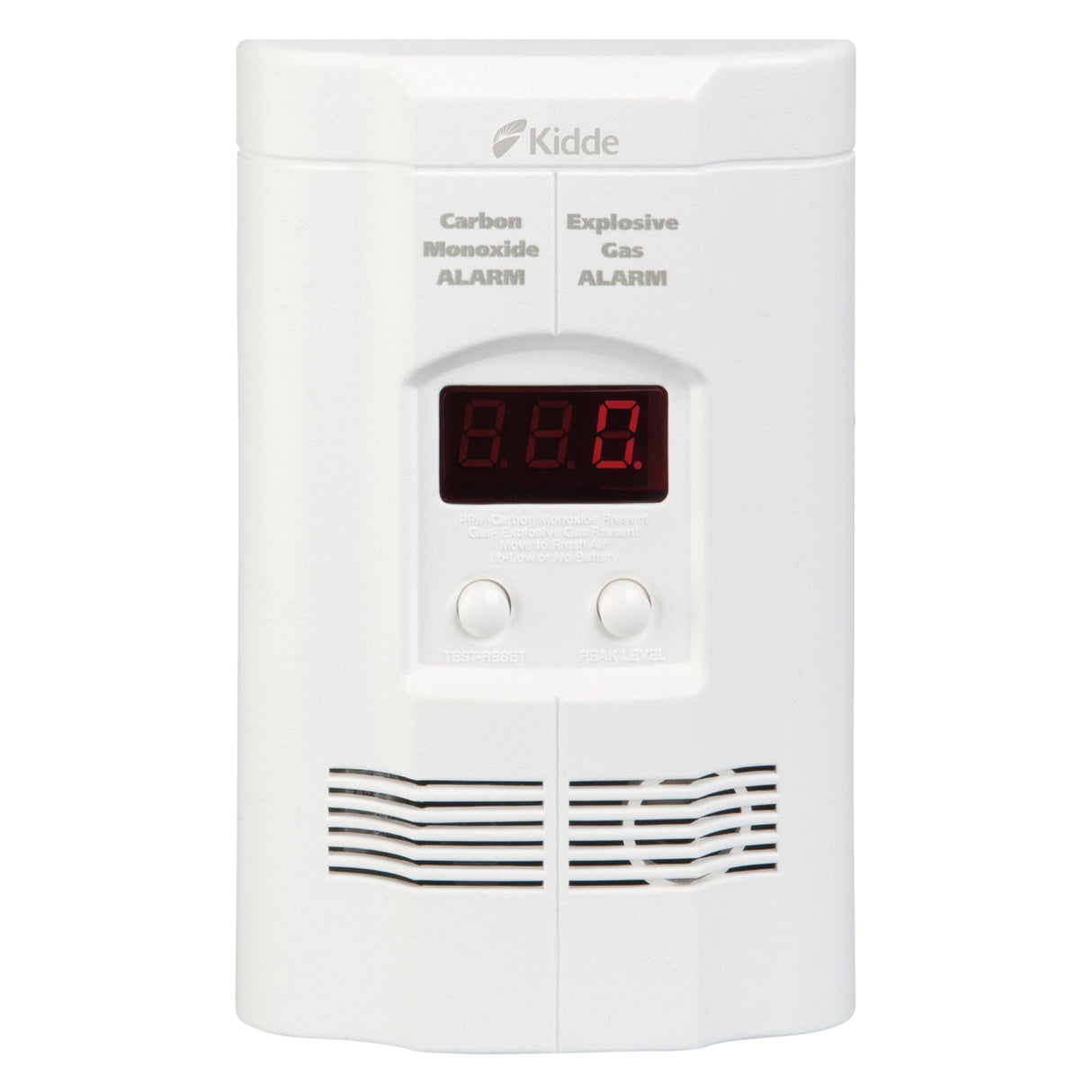 Kidde Carbon Monoxide + Explosive Gas, Natural Gas & Propane Alarm, Plug-in with 9V Battery Backup, Digital Display, 85 dB Alarm, LED Status Indicators, 3rd Edition