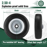 8-Inch Flat-free Tire and Wheel, 2.50-4 Solid Tire Replacement with 5/8 Bearings, 2.2" Offset Hub Compatible with Hand Truck, Garden Wagon, Trolley Dolly (2 Pack)