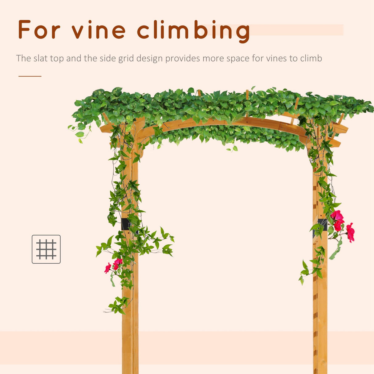 Outsunny 90in Wood Garden Arbor Arch with Trellis Wall Decor for Party