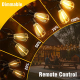 Skoiuc Solar String Lights Outdoor Waterproof Lights with Remote & Timer, LED Shatterproof ST38 Bulbs, USB & Solar Powered Patio Lights for Backyard, Porch, Garden, Wedding, Christmas Decor (50FT)