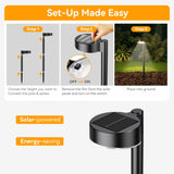Ahaorigin 8 Pack Solar Pathway Lights Outdoor, 12 Brighter LEDs Solar Lights Outdoor Waterproof, Up to 12 Hrs Modern Path Light for Yard Garden Walkway Driveway Lawn, Warm White