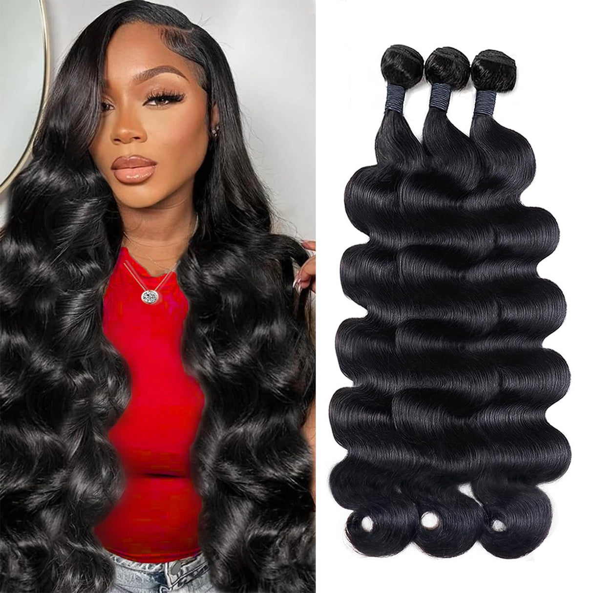 12A Body Wave Bundles Human Hair 20 22 24 inch Human Hair Bundles 100% Unprocessed Brazilian Virgin 3 bundles Body Wave Bundles for Woman Natural Color（20 22 24inch）