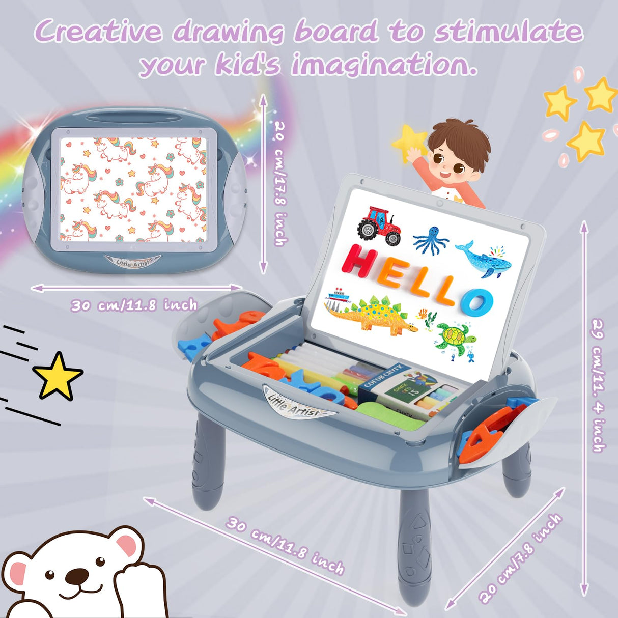 MAYESAR Toy for 1-2 Year Old Boys, Toddlers Toys with Magnetic Letters and Numbers, Art Easel for Kids 1 2 Year Old, Boy Birthday Christmas Gifts (Blue)