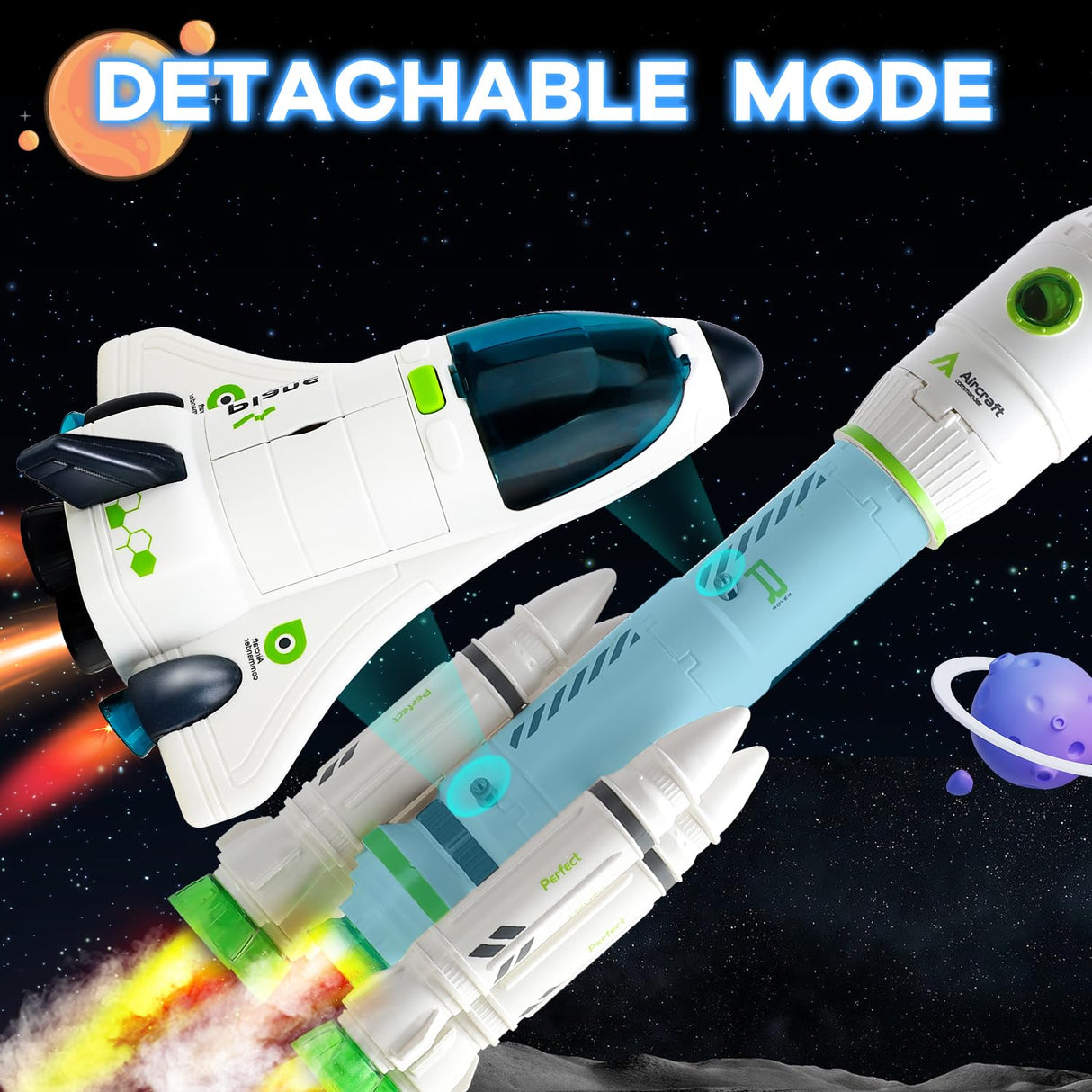 TOY Life Space Toy Rocket Toys for Kid Shuttle with Astronaut Spaceship Planet Stem with Christmas Spaces Station for Boy 3 4 5 6 7 8, Gift for Age 3+