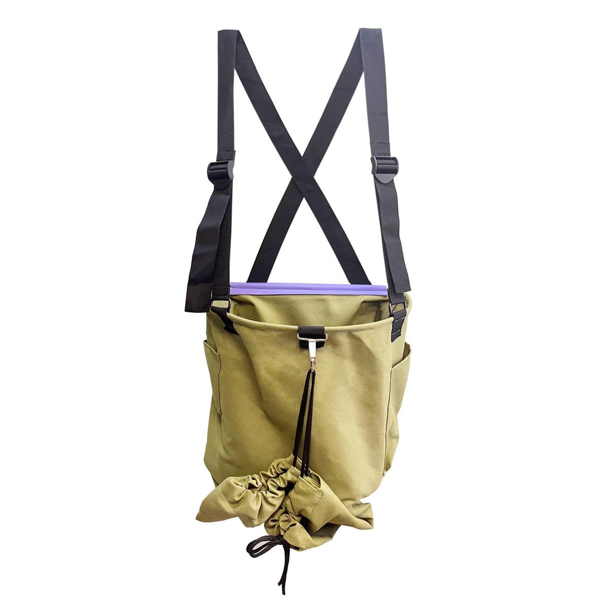 Large Adjustable Canvas Fruit Picking Bag for Orchard Farm Garden (Brown)