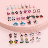 NEWITIN 100 Pairs Colorful Cute Earrings for Girls Sensitive Ears Hypoallergenic Girl Stud Earrings Set Stainless Steel Cartoon Stud for Girls and Women