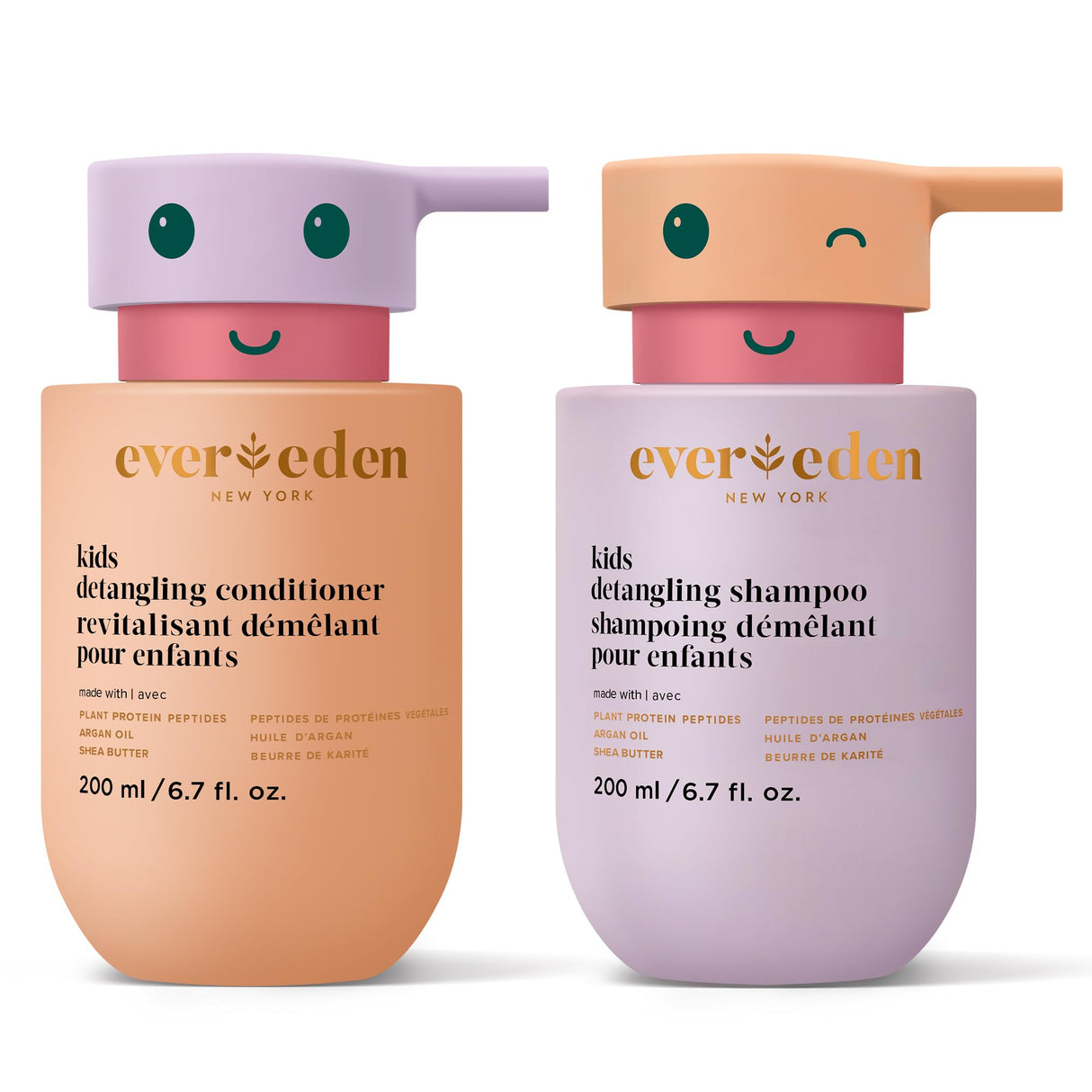Evereden Kids Haircare Set: Hair Detangling Shampoo & Conditioner for Children Ages 3+, Plant Protein Peptides & Argan Oil, Vegan, Free from Sulfate, Paraben, Phthalate & Petrolatum
