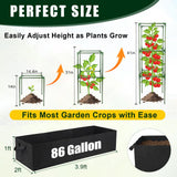 BobbleT 3 Pack Heavy Duty Tomato Cages with 86 Gallon Grow Bag, 41" Adjustable Tomato Trellis for Raised Garden Bed, Sturdy Square Plant Support for Climbing Vegetables, Cucumbers & Garden Plants