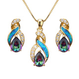 Hermosa Jewelry Sets Australian Created Opal Necklace Earrings Mother's Day Gifts Jewelry for Mom (JS6)