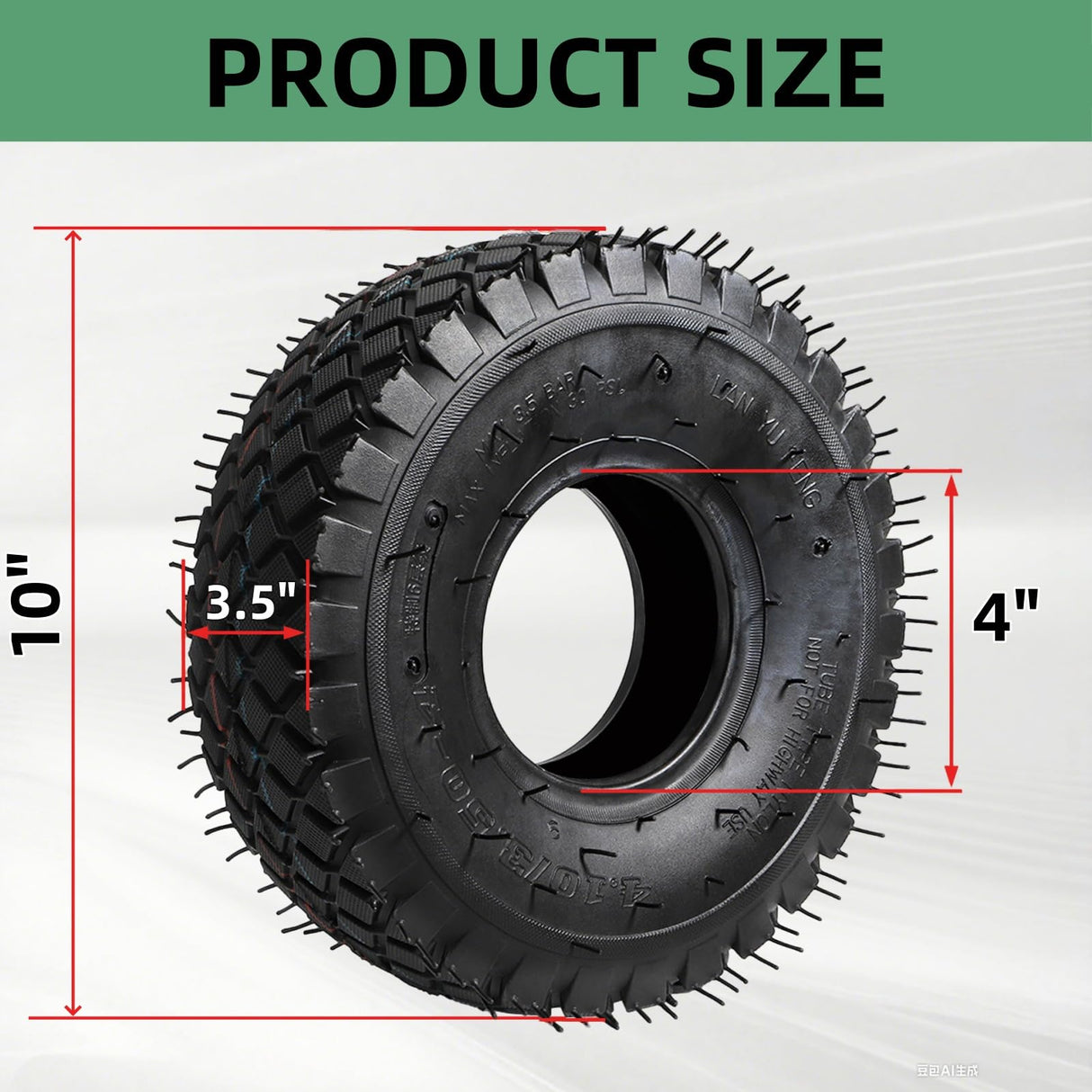 Covzoe 2 Set 4.10/3.50-4 Tire and Inner Tube with Bent Valve Stem