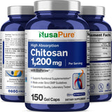 NusaPure Chitosan 1200mg 150 Caps (Non-GMO & Soyfree) with Bioperine