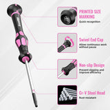GRENPRO 10-Piece Precision Screwdriver Set, Magnetic Small Screwdrivers with Phillips, Slotted, Torx Star for Eyeglass, Watch, Computer, Laptop, Phone,Pink