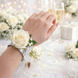 Liliaafar 6 Pcs Silver Corsage Wristlet Cuff Bracelets Women,Cuff