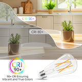 GvvooHome LED Edison Bulbs Dimmable, E26 Bulb 60 watt Equivalent, Soft White 2700K, ST58 Vintage Light Bulbs, 90+ CRI, 6W 600LM, E26 Medium Base, Clear Glass, 10 Pack