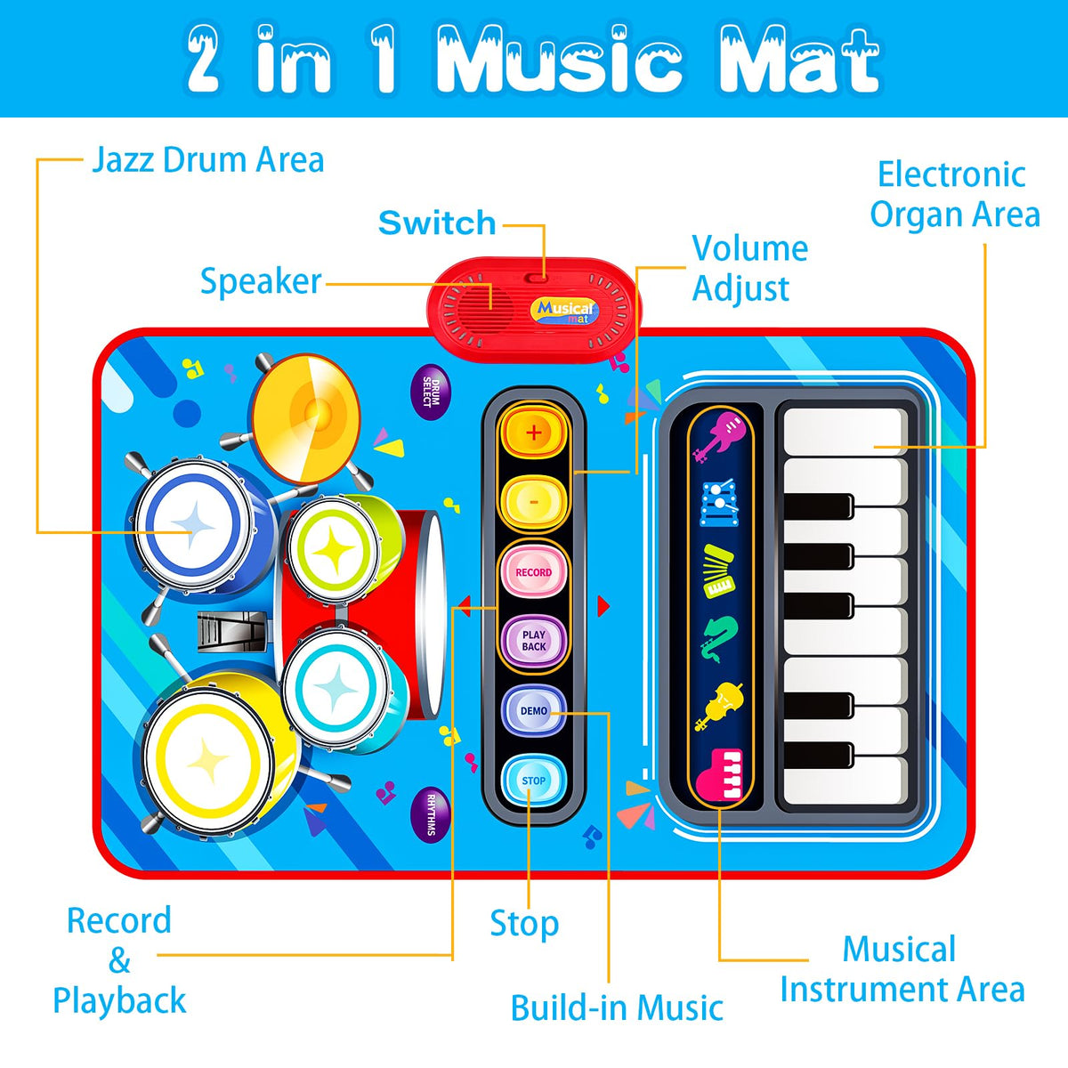 Baby Toys for 1 Year Old: 2 in 1 Baby Musical Mat Toddler Toys Age 1-2