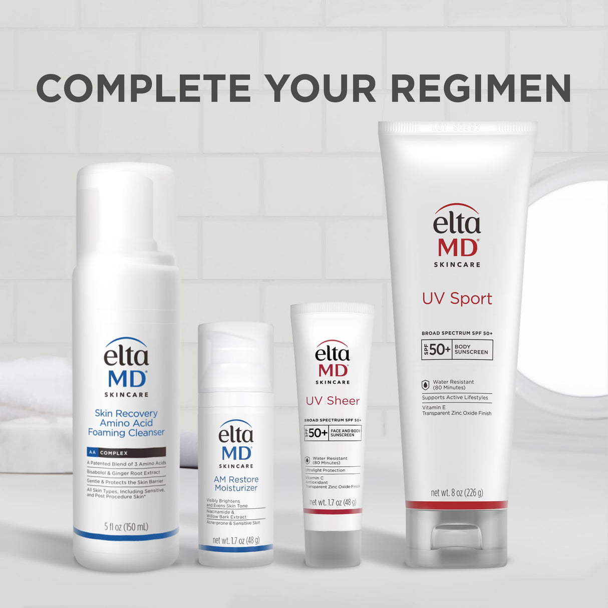 EltaMD UV Sport Sunscreen Lotion, SPF 50 Body Sunscreen, Water and Sweat Resistant, Oil-Free, Zinc Oxide Formula, 8 oz Tube