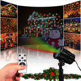 Christmas Laser Lights, Projector Lights Landscape Spotlight Red and Green Star Show with Christmas Decorative Patterns for Indoor Outdoor Garden Patio Wall