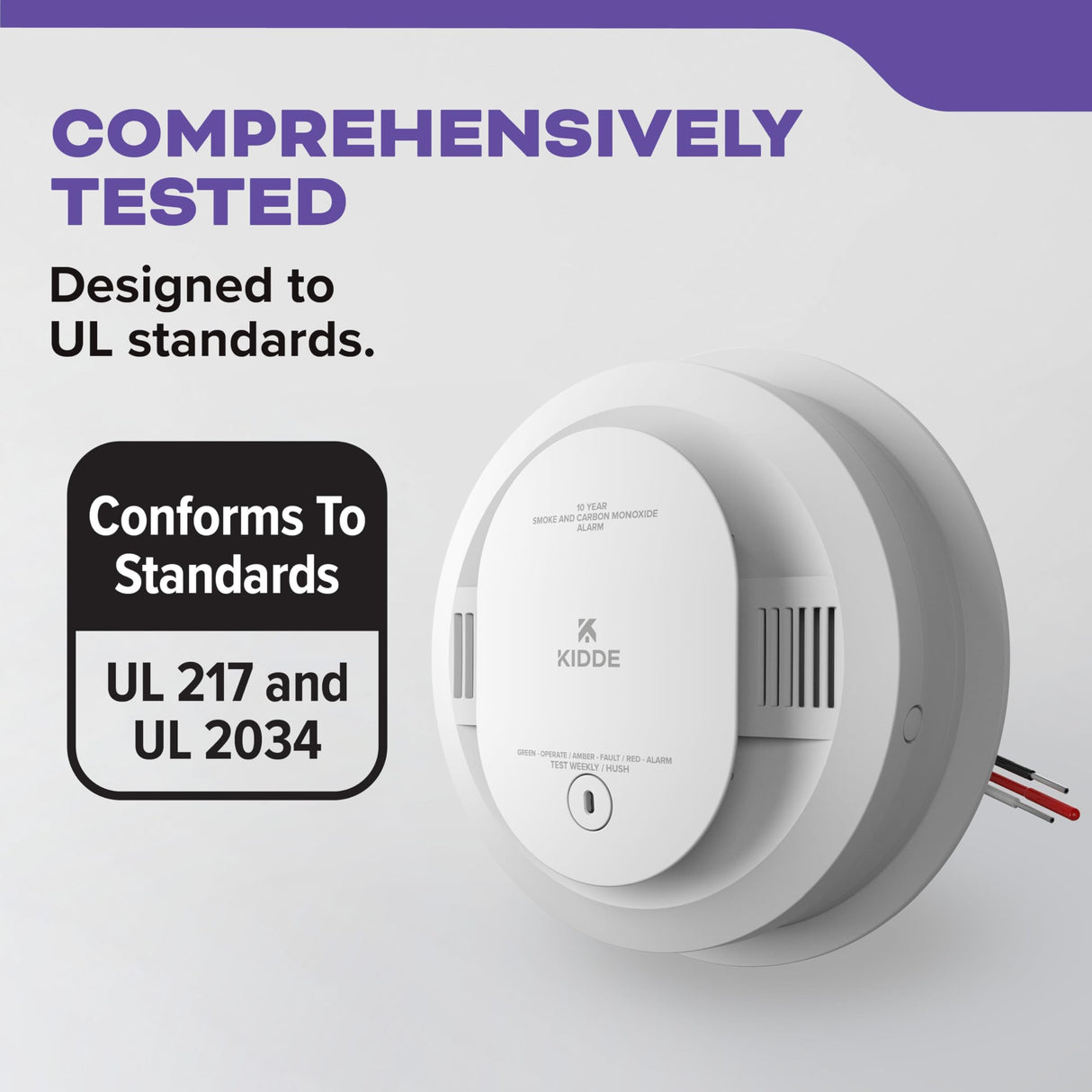 Kidde Hardwired Smoke & Carbon Monoxide Detector, 10-Year Battery Backup, Voice Alerts, Interconnectable LED Warning Light Indicators