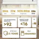 Ansen Hardwired Under Cabinet Lighting, 36in 22W LED Light for Kitchen/Closet, 1426lm, CRI>92, R9>90, Dimmable, 3 Color Temperature, 3000K/4000K/5000K(Warm White, Cool White, Daylight)