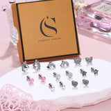 CASSIECA 8 Pairs Hypoallergenic Screw Back Earrings for Girls Kids