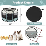 Siedihit Dog Cat Playpen, Puppy Pet Playpen Indoor for Small Dog Crate Tent Cage Outdoor, Portable Pop Up Dogs Enclosure Kennel with Carrying Case for Dogs/Cats/Rabbits(Grey, Small