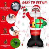 8 FT Tall Giant Black Santa Inflatable Christmas Decorations Outdoor Candy Cane & Gift Box, Build in LED Lights Funny Merry Xmas Blow Ups Yard Decoration for Outside Holiday Winter Indoor Patio Lawn