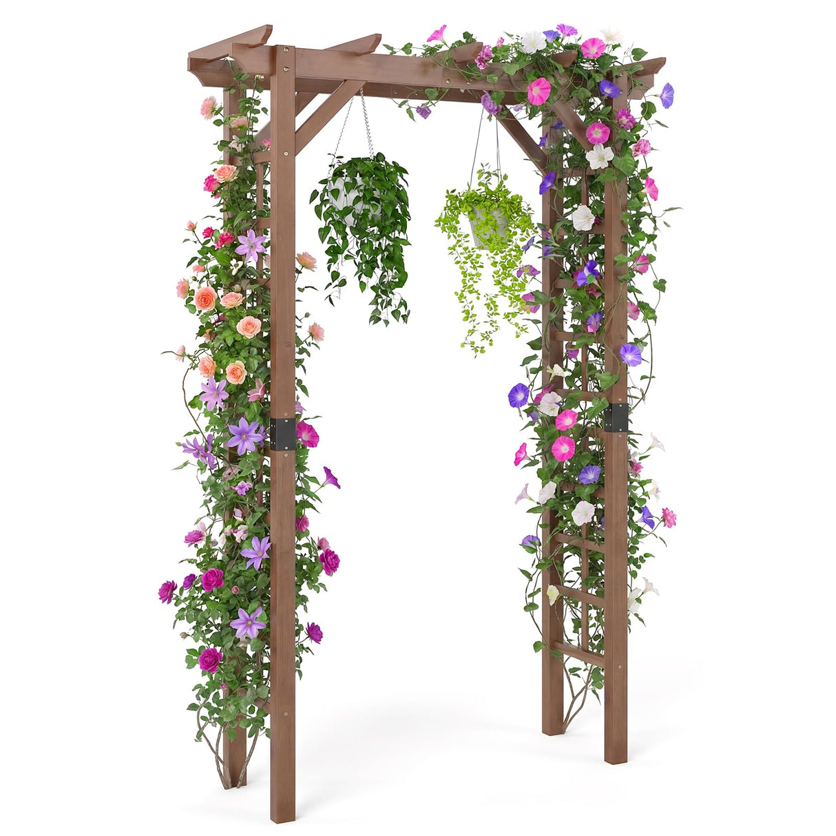 Giantex 7FT Wood Garden Arbor Trellis, Wooden Wedding Arch for Ceremony