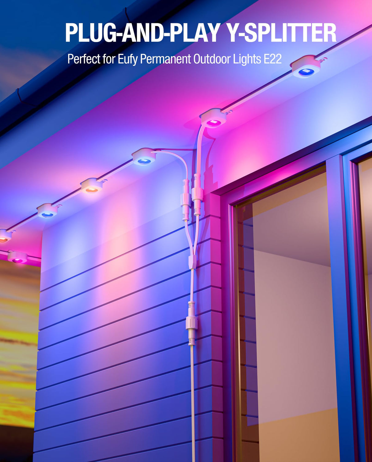 SAYSOLAK Y-Splitter for Eufy Permanent Outdoor Lights E22, S4 & Linkind HP5, Y-Shaped Extension Cable (1 Female to 2 Male) Compatible with Eufy E22, S4 & Linkind HP5 Light for Halloween, Christmas