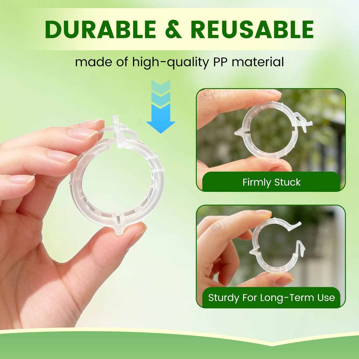 Plant Support Clips, 2026 New Garden Secured Plastic Plant Clips for Climbing Plants, Plastic Trellis Clips Tomato Grape Vine Vegetables Plant Fixing (100, White)