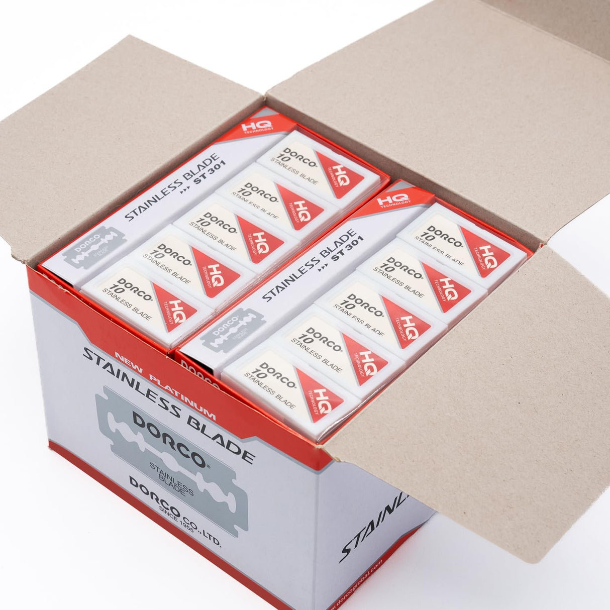 Dorco ST301 Platinum Double Edge Razor Blades - 1000 Blades (100 Packs of 10) | 1 Case