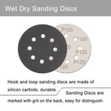 100 Pcs 5 Inch Sanding Discs Hook & Loop 8 Holes Wet Dry 120 Grit Sandpaper Silicon Carbide Sand Paper for Orbital Sander Automotive Wood Plastic Metal Polishing (100Pcs 120 Grit)