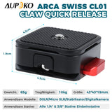 Aupoko Quick Release Plate 1/4" to 3/8" Compatible with Arca Swiss, Cl01 Claw Quick Release Plate with 2 Buttons for DSLR/Micro SLR/Digital Camera/Stabiliser/Tripods