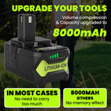 2 Packs 8.0Ah 18 Volt High Capacity Replacement for Ryobi 18V Battery 8000mAh, Compatible with Ryobi 18 Volt Lithium ion Battery P108 P107 P105 P104 P103 P102 Cordless Power Battery Tools (Yellow)