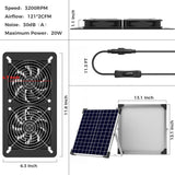 Solar Fan Kit for Chicken Coop - Two IP65 Waterproof 5" Solar Powered Fans - Outdoor Exhaust Intake Ventilation Fan for Outside Shed Greenhouse Attic Pet House - Strong Airflow Without Battery