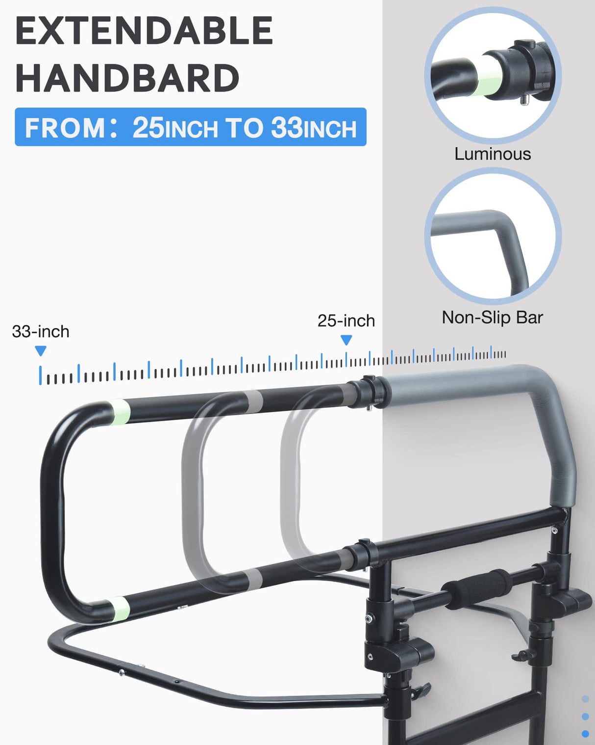 Sangohe Heavy Duty Bed Rail for Senior & Elderly and People Falling Out of Bed - Foldable Bed Assist Handle - 504E