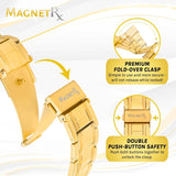 MagnetRX® 3x Strength Magnetic Bracelets for Men – Effective Magnetic Mens Titanium Bracelet – Premium Fold–over Clasp & Adjustable Length with Sizing Tool & Gift Box (Gold)