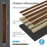 Art3d 6-Pack Acoustic Wood Slat Wall Panels for Interior Decor, 3D Fluted Sound Absorbing Wood Paneling for Accent Wall Ceiling Kitchen Living Room Bedroom Office, 94.5 x 7.9 inch Deep Walnut