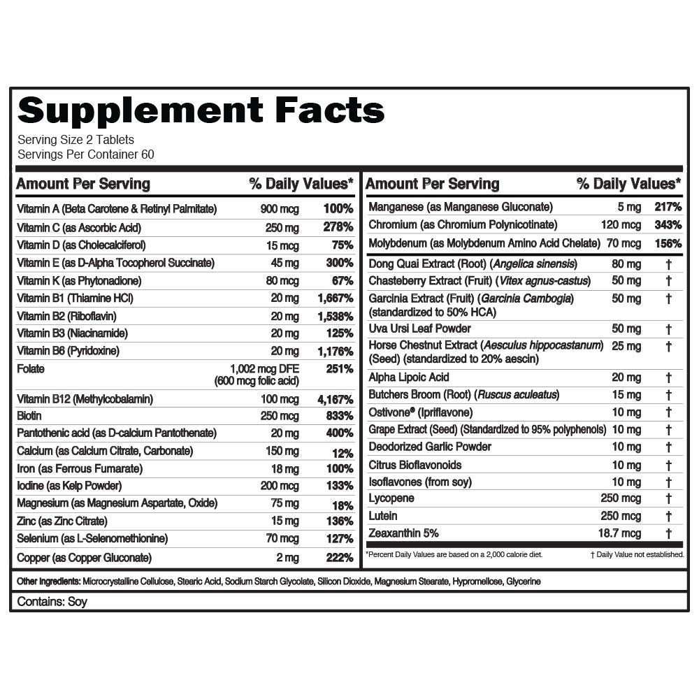 Evlution Nutrition Women's Multivitamin - Full Spectrum Vitamins & Minerals, Immune Health, Vitamin C & D, Iron, Zinc, Antioxidants & Bioflavonoids, Skin, Hair, Bone, Eye Health, 120 Tablets, 60 Days