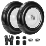 LTNICER (2-Pack) Fits 4.80/4.00-8, 3.50/2.50-8, 4.00-6, 4.00-8 Wheelbarrow Wheels,14.5" Wheelbarrow Flat Free Tire, with 3/4" & 5/8" Bearing,3" Hub for Garden Cart Trolley Wagon Lawn Mower