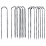 Rebar-Stakes-12-Inch-Galvanized, U Hook Trampoline Stakes 10 Pack Ground Anchors Tent Stakes Heavy Duty for Plants Anti-Rust Landscape Fabric Stakes Artificial Turf