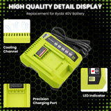 2Pack High Capacity 7500mAh OP40261 Replacement for Ryobi 40V Battery Lithium and OP401 Charger Compatible with Ryobi 40 Volt Battery OP4050 OP4040 OP40401 OP40201 OP40601 Cordless Power Tools