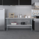 AmGood 24 in. x 72 in. Stainless Steel Work Table | Metal Kitchen Food Prep Table | NSF